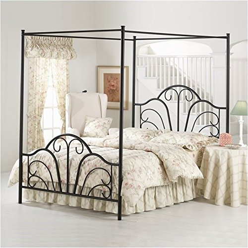 Hillsdale Furniture 348BFPR Dover Canopy Bed Set with Rails and Legs, Textured Black