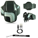 Black Adjustable Deluxe Sportband / Workout Armband with Adaptable Neck Str ....