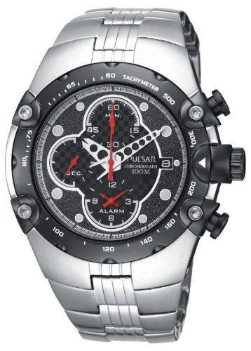 Pulsar Mens PF3527 Tech Gear Alarm Chronograph Silver Tone Watch Pulsar Mens PF3527 Tech Gear Alarm Chronograph Silver Tone Watch
