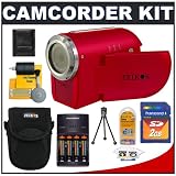 Zeikos Digital Video Camcorder with Color Preview LCD Screen (Red) + 2GB Card + Case + Batteries + Tripod + Accessory Kit