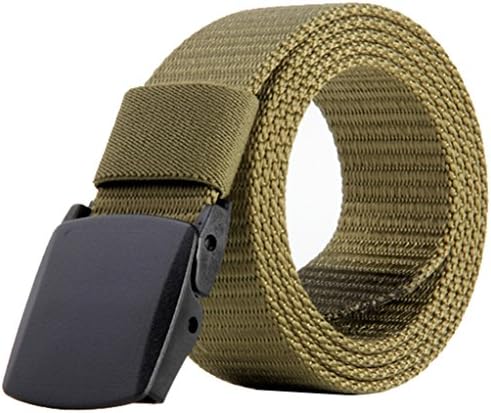 Men's Military Style Belt Nylon Belts No Metal Buckle Army Belts Webbing Belts (Light Green)