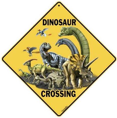 CROSSWALKS Dinosaur Crossing 12" X 12" Aluminum Sign (X59)