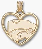 Kansas State Wildcats Power Cat Heart Pendant - 14KT Gold Jewelry