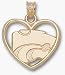 Kansas State Wildcats Power Cat Heart Pendant - 14KT Gold Jewelry