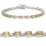 9.90 Carat Genuine Citrine Ovals Eternity Silver Bracelet