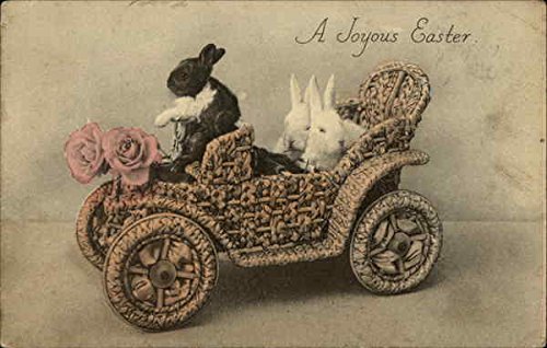 A joyous easter Greeting Card With Bunnies Original Vintage Postcard