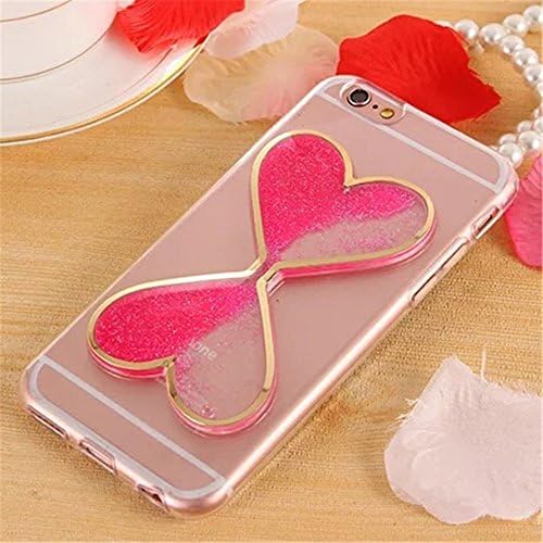 HFORVER Hourglass Sandglass Case for iphone 6 Plus,Colorful Heart Shape Hourglasses Glow in the Dark Luminous Floating Liquid Quicksand Sandglass Soft TPU Case for iphone 6 Plus 5.5inch (ROSE PINK)