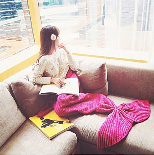 71''x35.5''/56''x28''/35.5''x35'' Knitted Mermaid Tail Blanket For Adults and Kids,All Seasons Seatail Sleeping Blankets