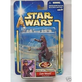 Star Wars Attack Of The Clones Zam Wesell Bounty Hunter With Face Reveal Mask Action Figure