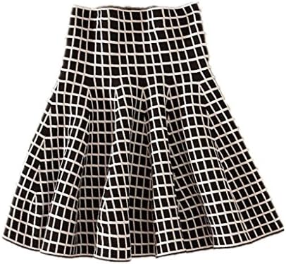 EFeeling Women's Thick Basic Stretchy Flared Skater Skirt Grid