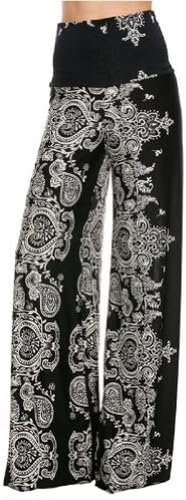 Fashion Forever Darling 878Black Paisley Wide Leg Yoga Palazzo Pants Misses