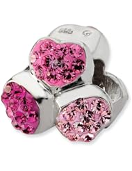 Sterling Silver Shades Of Pink Hearts Bead, Best Quality Free Gift Box Satisfaction Guaranteed