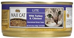 Max Cat Lite With Turkey and Chicken Cat Food Cans, 5-1/2-Ounce, 24 pack cans