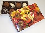 Scott's Cakes Cocoa Covered Dark & White and Dark & White Chocolate Truffles 1/2 Pound Fall Leaf Box