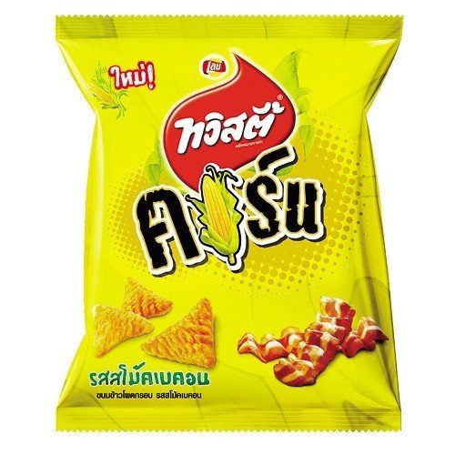 Twisty Corn Flavor in the Bacon Ome 67g Crisps Chips NEW Sealed From Thailand
