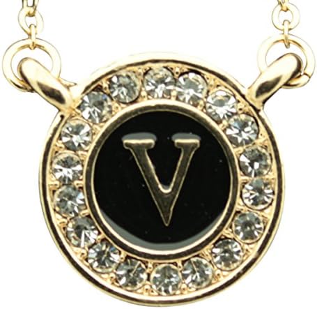 Maren Elena Gold Tone Alphabet Initial Pendant with Genuine Crystal (Letter V)