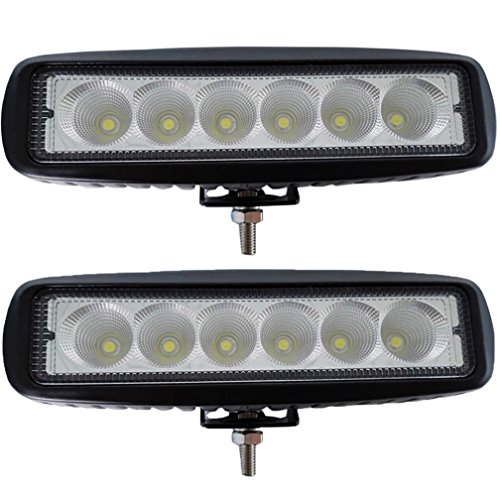 LotFancy® 2PCS 18w Flood Beam LED Work Light ATV 4X4 Off Road Light 1800 Lumen 6500K 90 Degree Waterproof Light(2X Flood 18W 6LED)