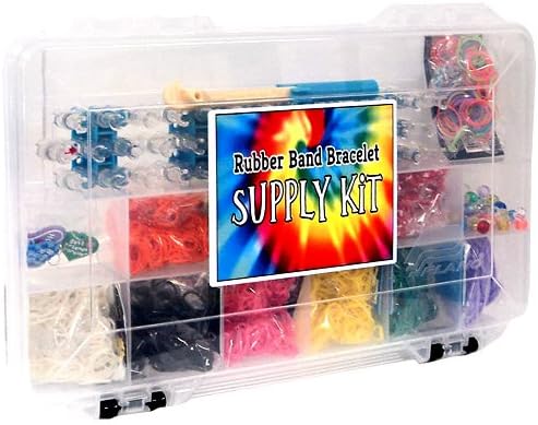 Loom Band Supply Kit with 3100 Rainbow Color Rubber Bands & Storage Case [Plus Beads, 3 Charms, Loom, Hook Tool & Mini Loom]