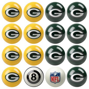 Green Bay Packers NFL Home vs. Away Billiard Balls Full Set (16 Ball Set) by Imperial International