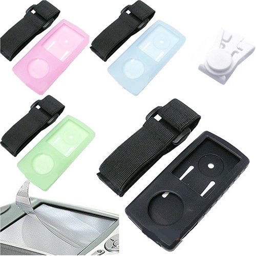 Silicone Skin for Sandisk Sansa View 16 Gb 8gb Video Mp3 Player + Removable Beltclip + Univeral Workout Armband + Bonus Screen Protector Kit
