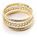 Patterned Metal Bangles - Set of 3 (Gold Tone)