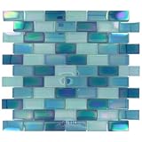 1" x 2" crystallized iridescent glass tile in iridescent blue blend