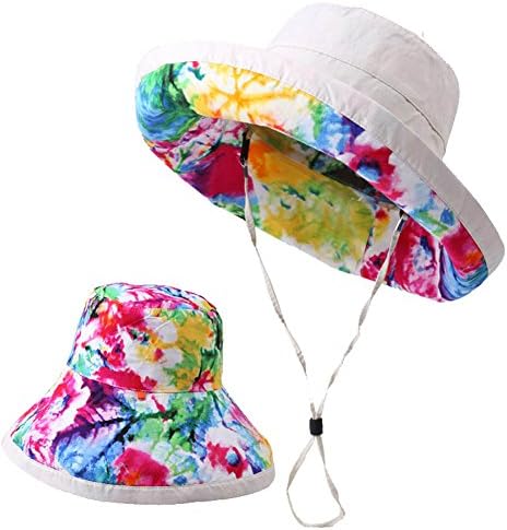 Women's Cotton Big Brim Ultraviolet Protection Hat with Inner Removable Drawstring (White)