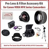 2 Lens & Filter Kit Accessory Kit For The Canon Vixia HF R200, HF R20, HF R21 Camcorders: Includes 0.45x Wide Angle Macro Lens,