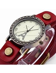 Cool Black RED Woman watch Leather Lady Women Fashion Analog Quartz Watch