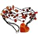 Carnelian Beads Necklace with Heart Pendant - Cord Necklace - 28'' Long
