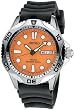 Solar Quartz Diver Orange Dial Black Rubber Strap
