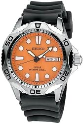 Solar Quartz Diver Orange Dial Black Rubber Strap