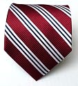 100% Silk Woven Burgundy Striped Tie