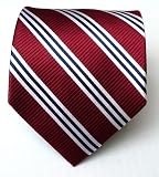 100% Silk Woven Burgundy Striped Tie