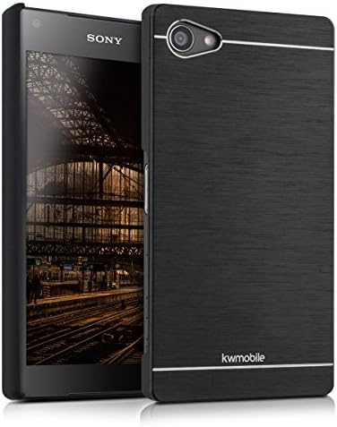 kwmobile Premium hard case for Sony Xperia Z5 Compact with reinforced back of brushed aluminium in black. Trendy protective cover, made to comply with top quality standards.