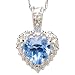 10k White Gold Heart Shaped Blue Topaz and Diamond Pendant