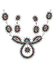 Southwest Jewelry Multicolor Needle Point Link Necklace Set NS52582