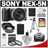 Discount on Sony Alpha NEX-5N Digital Camera Body & E 18-55mm OSS Lens (Black) with 32GB Card + Battery + 3 UV/FLD/PL Filters + 2x Telephoto & .45x Wide-Angle Lenses + Case + Tripod + Accessory Kit Reviews