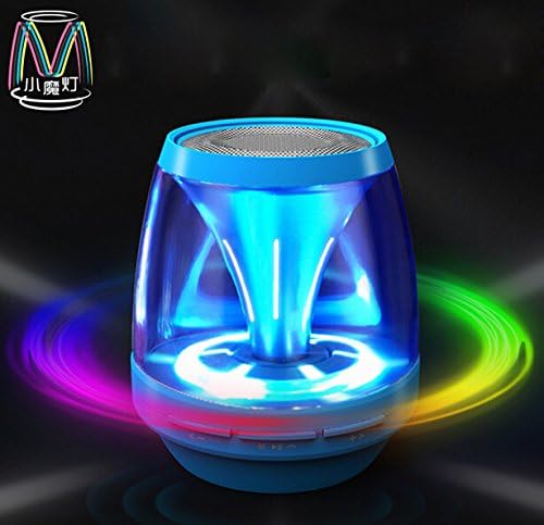 Qkking Portable Wireless Bluetooth Speaker with LED Night Lights Includes Full HD Sound, Built-In Speakerphone, FM Radio, Auxiliary Connection, TF (Micro SD) Card Mode, Easy to Understand Voice Prompts, and A Rechargeable Battery,Suitable for Home Party / Beach / Picnic(Blue)