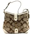 AUTHENTIC COACH HAMPTONS SIGNATURE PERFORATED HOBO 11368 (Khaki/Parchment)