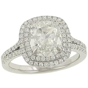 Cushion Cut Double Halo Style Pave Diamond Ring2.42ct