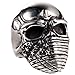 Fashion Plaza Mens's 316L Stainless Steel Devil Mummy Head Ring, Silver and Black Sz 7-15