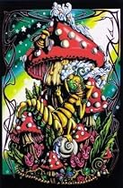 Mushroom Caterpillar Animals Blacklight Poster Print, 22x34