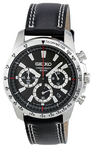 Seiko SSB033P1 - Reloj analógico de cuarzo para hombre con correa de acero inoxidable, color negro