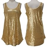 ROMEO & JULIET COUTURE Sequined Mesh Tank Mini Dress, Gold, Large, RJ19561