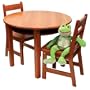 Lipper International Child's Round Table With Shelf And Two Chairs - Espresso