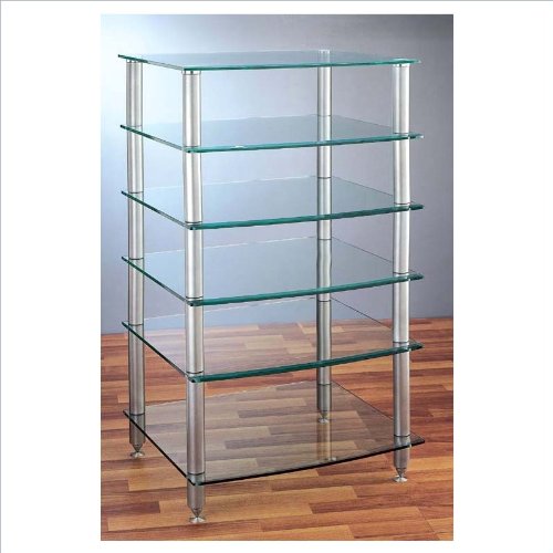 AGR Series Audio Rack w 6 Beveled Glass Shelves (Black)