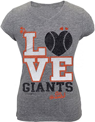 San Francisco Giants - Glitter Love Youth V-Neck T-Shirt - 16 Grey
