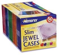 Memorex 50-pack Slim CD Jewel Case (5mm)- Assorted Colors