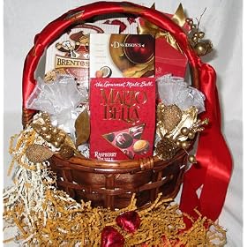 Romantic Melody Gourmet Gift Basket with a Personalized Greeting Card
